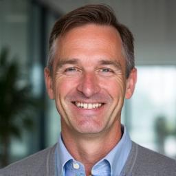 Porträt von Thomas, 51 Jahre alt, mit freundlichem und zufriedenem Ausdruck.