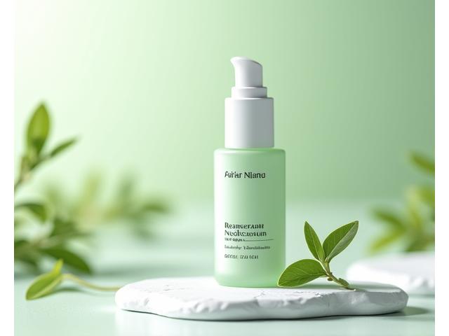 Regenerate Nachtserum Flasche und Blätter