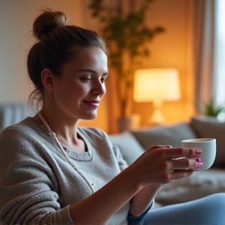 Person testet Produkt im Alltag
