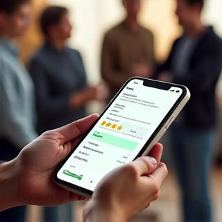 Person nutzt Tablet für Feedback