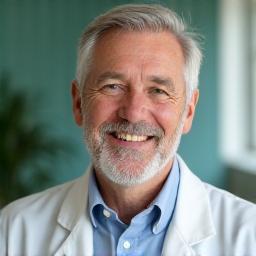 Porträt von Prof. Dr. Johannes Riedl, einem älteren, vertrauenswürdig aussehenden Physiotherapeuten.