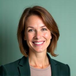 Porträt von Dr. Sarah Weber, einer freundlich lächelnden Ärztin für Präventivmedizin.
